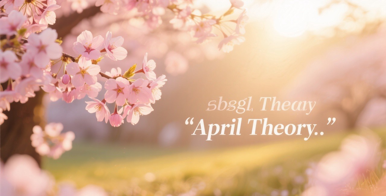Beautiful spring scene with inspirational text overlay, representing April Theory motivational quotes